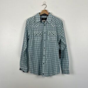 Cody James long sleeve regular fit 2 pocket western plaid button down shirt SM